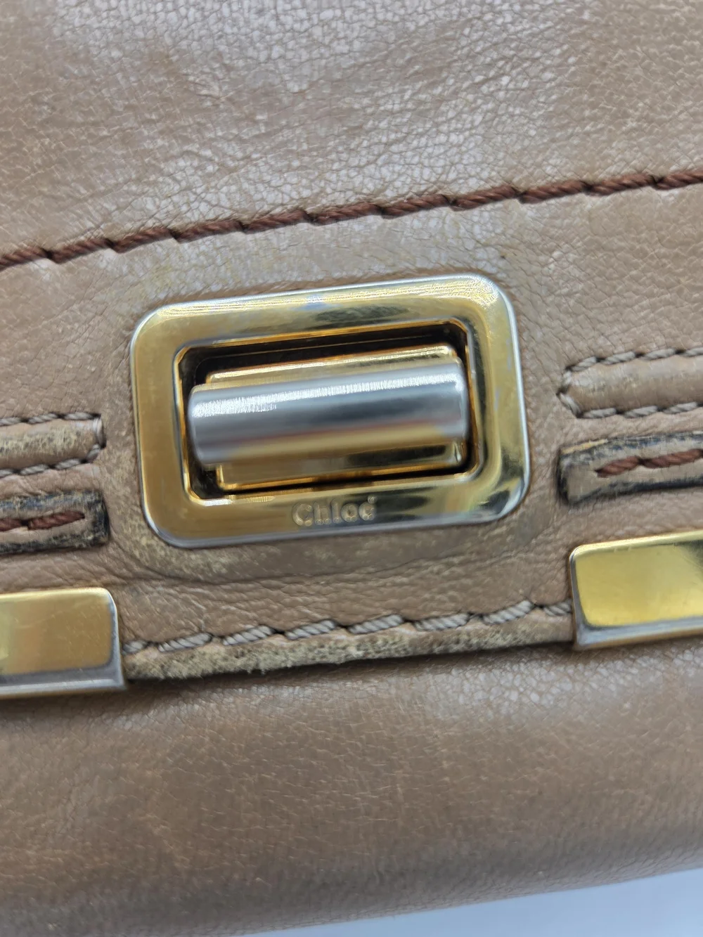 Authentic Chloe Preloved Marcie Calfskin Long Wallet In Camel/Nude Brown